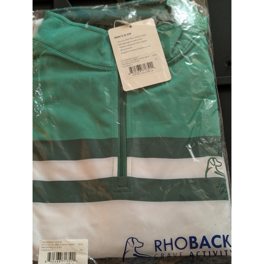 NWT Rhoback The Horizon Block Mens 3XL Q-Zip Pullover White Lily Pad Green